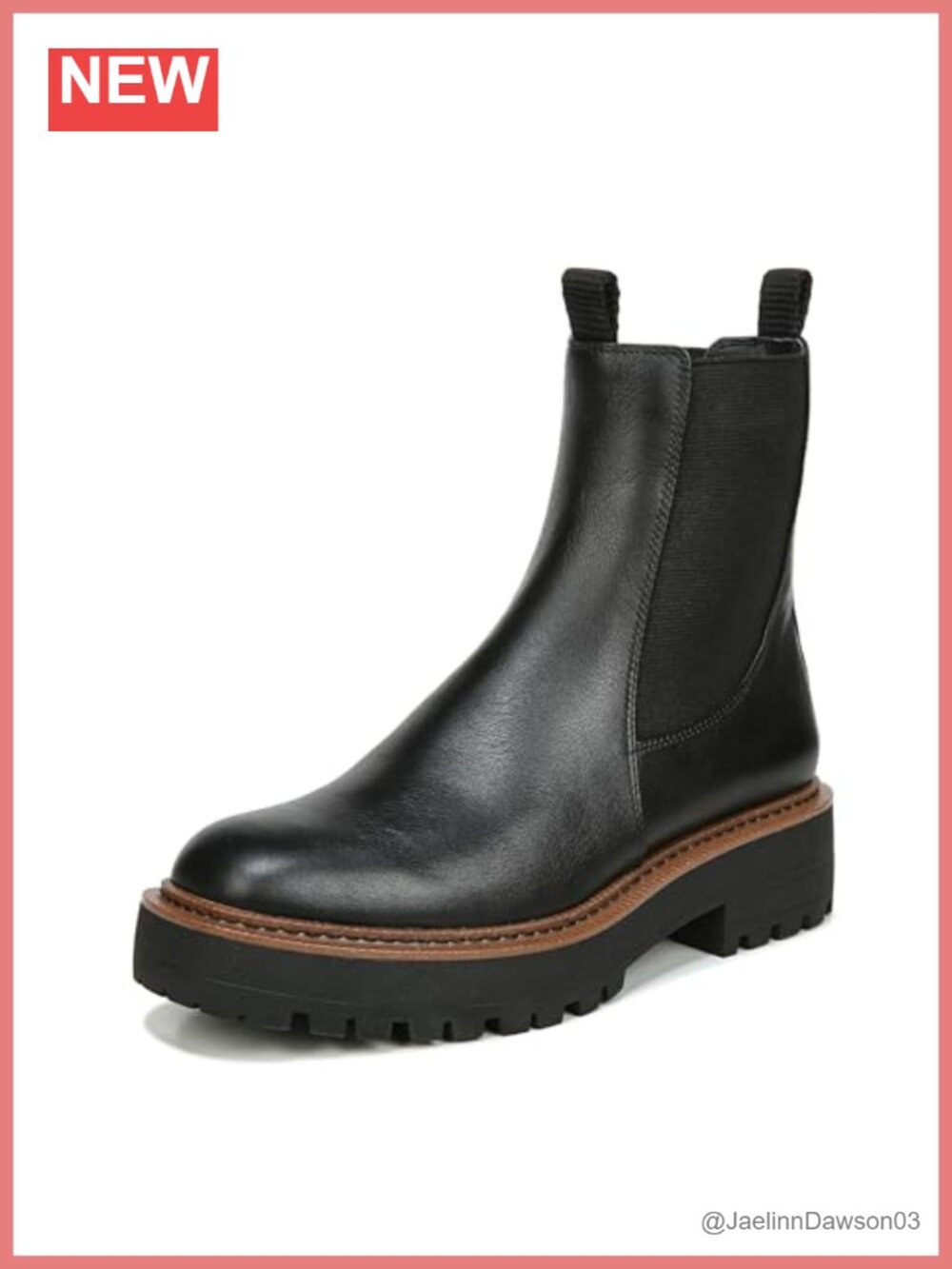 Women's Waterproof Leather Chelsea Boot Lug Sole Pull-On